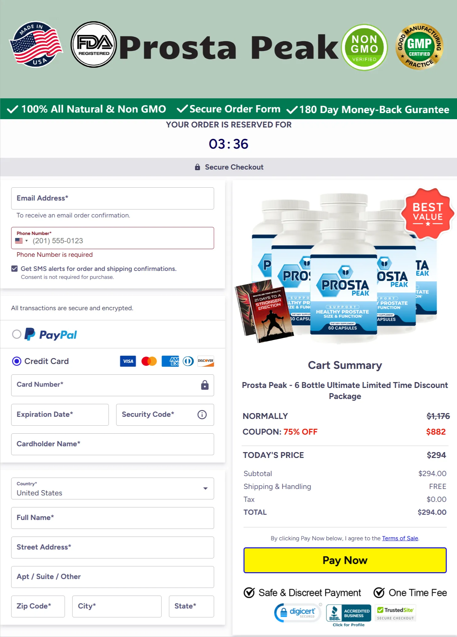 prostapeak order page